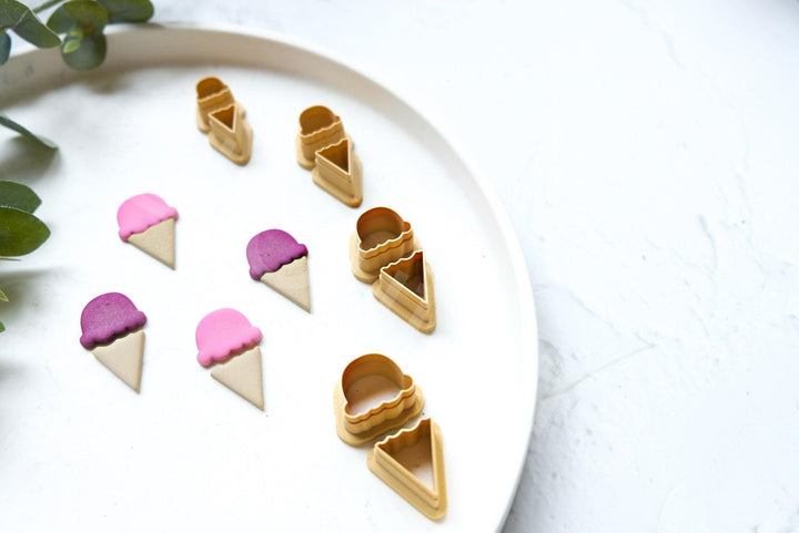 Ice Cream Polymer Clay Cutter Set – Summer Mini Clay Cutters for Earrings, DIY Jewelry Making Tools, 3D Printed Clay Supplies