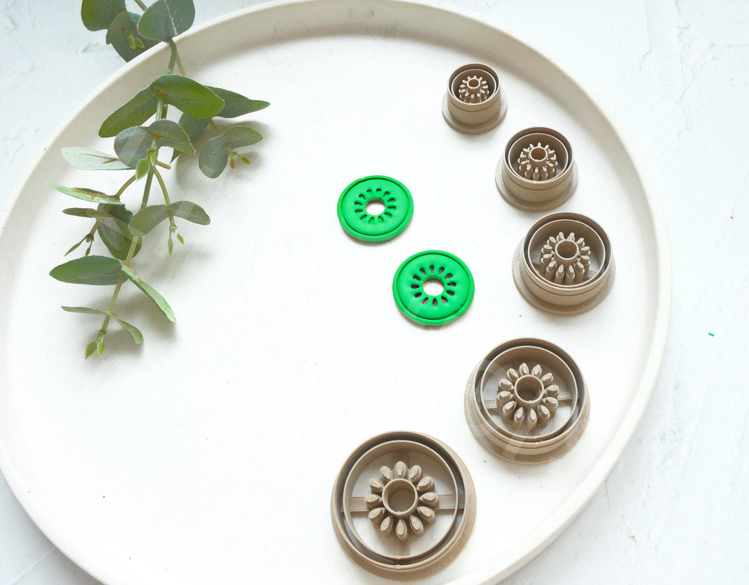 Kiwi Slice Polymer Clay Cutter – Tropical Fruit Clay Cutter for Earrings, Mini DIY Jewelry Making Tool, 3D Printed
