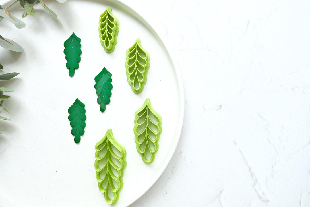 Leaf Polymer Clay Cutter Set: Embossed Botanical Earring Cutters