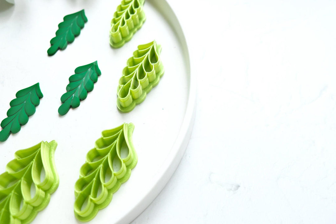 Leaf Polymer Clay Cutter Set: Embossed Botanical Earring Cutters