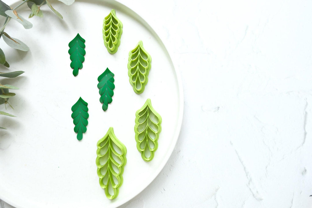 Leaf Polymer Clay Cutter Set: Embossed Botanical Earring Cutters