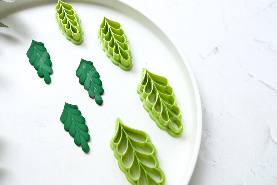 Leaf Polymer Clay Cutter Set: Embossed Botanical Earring Cutters