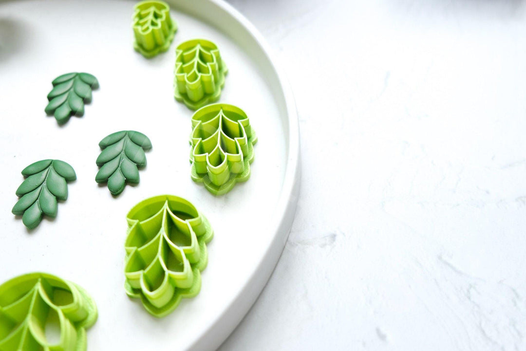 Leaf Polymer Clay Cutters: Geometric Earring & Hair Clip Molds
