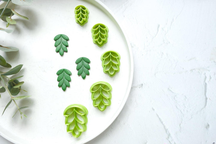 Leaf Polymer Clay Cutters: Geometric Earring & Hair Clip Molds