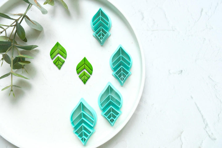 Leaf Polymer Clay Cutter Set (2pc): Embossed Scallop Design