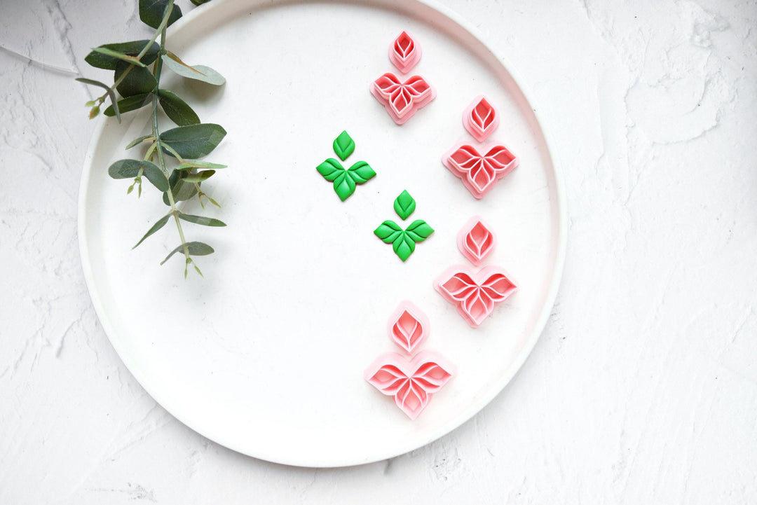 Leaf & Flower Polymer Clay Cutters: Earring Making, Embossing