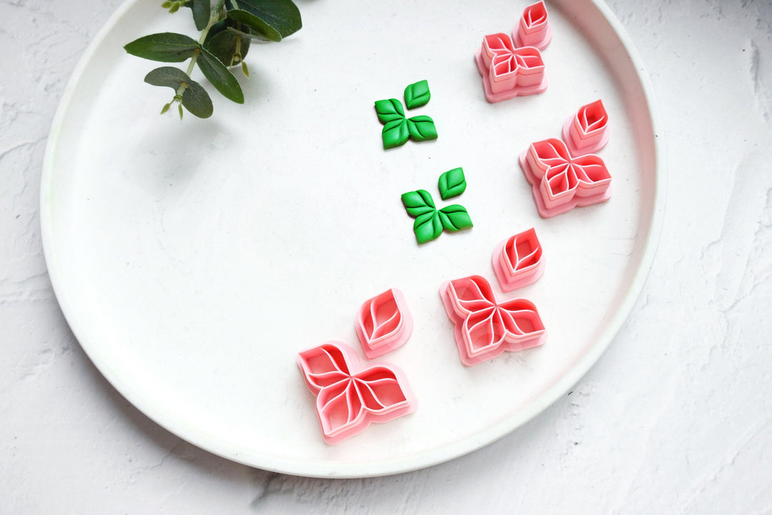 Leaf & Flower Polymer Clay Cutters: Earring Making, Embossing