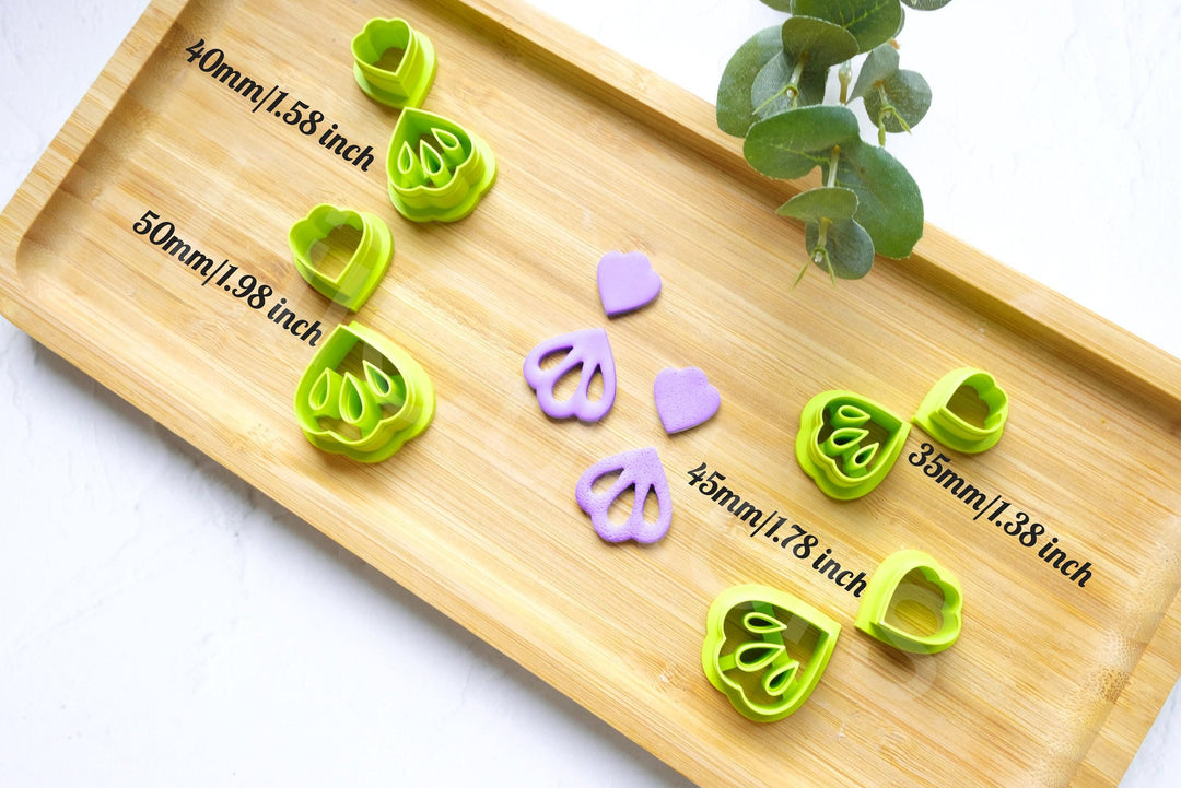 Leaf Polymer Clay Cutters: Flower Earring, Hair Clip, Geometric Shapes (35-55mm)