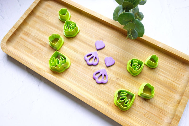 Leaf Polymer Clay Cutters: Flower Earring, Hair Clip, Geometric Shapes (35-55mm)