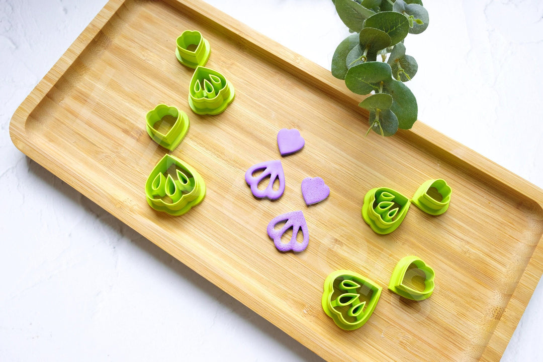 Leaf Polymer Clay Cutters: Flower Earring, Hair Clip, Geometric Shapes (35-55mm)