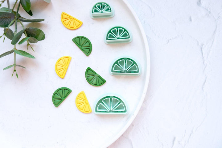 Half Lime Lemon slice polymer clay cutter, Lemon earring cutter, Fruit Polymer clay Cutter, Lime earrings, Lemon earrings