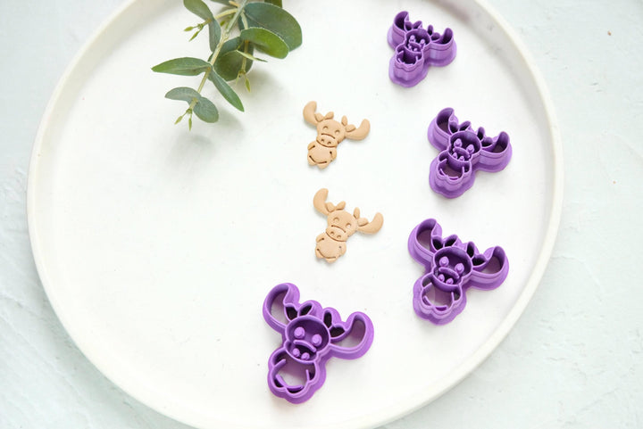 Christmas Deer Clay Cutter Set: Reindeer Embossed Design