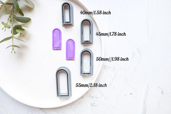 Long Arch Polymer Clay Cutter Set – Long Window & Tall Embossed Earring Mold, Geometric Clay Tools for Jewelry