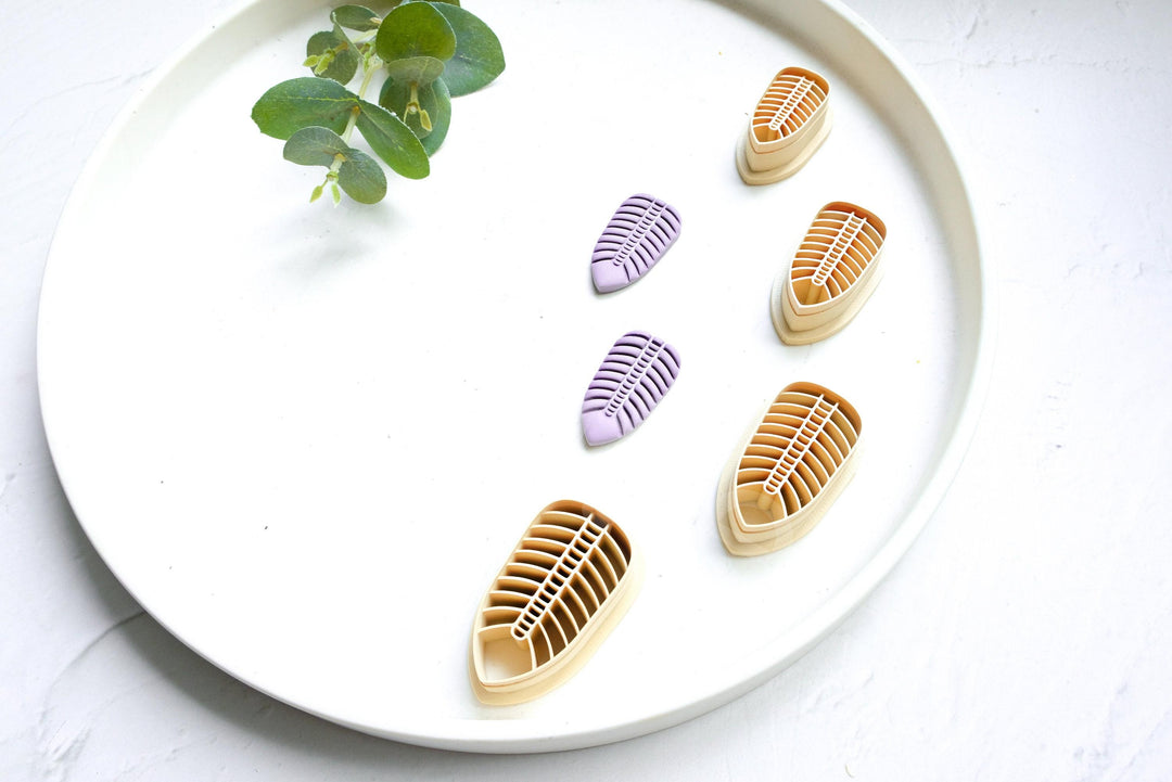 Macrame Feather Clay Cutter: Boho Earring, Hair Clip (30-45mm)