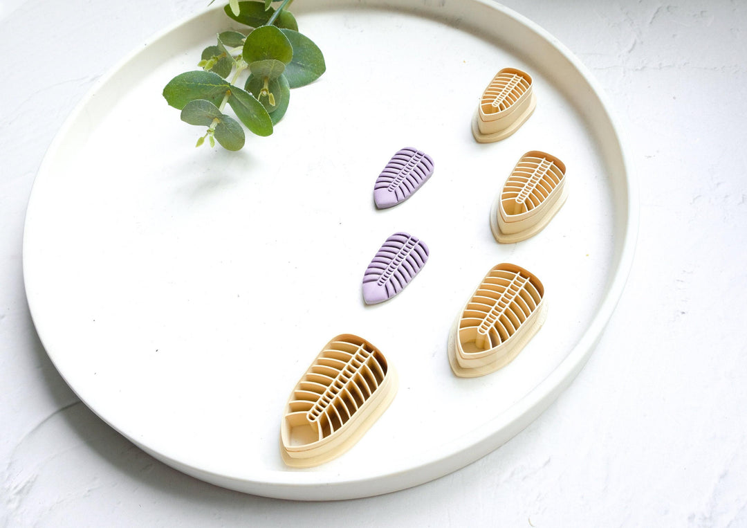Macrame Feather Clay Cutter: Boho Earring, Hair Clip (30-45mm)