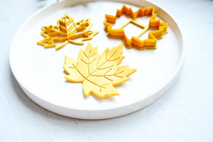 Maple Leaf Clay Cutter Set for Polymer Clay – Autumn Leaf Dish Mold, Fall Trinket Tray Cutter (80–140mm)