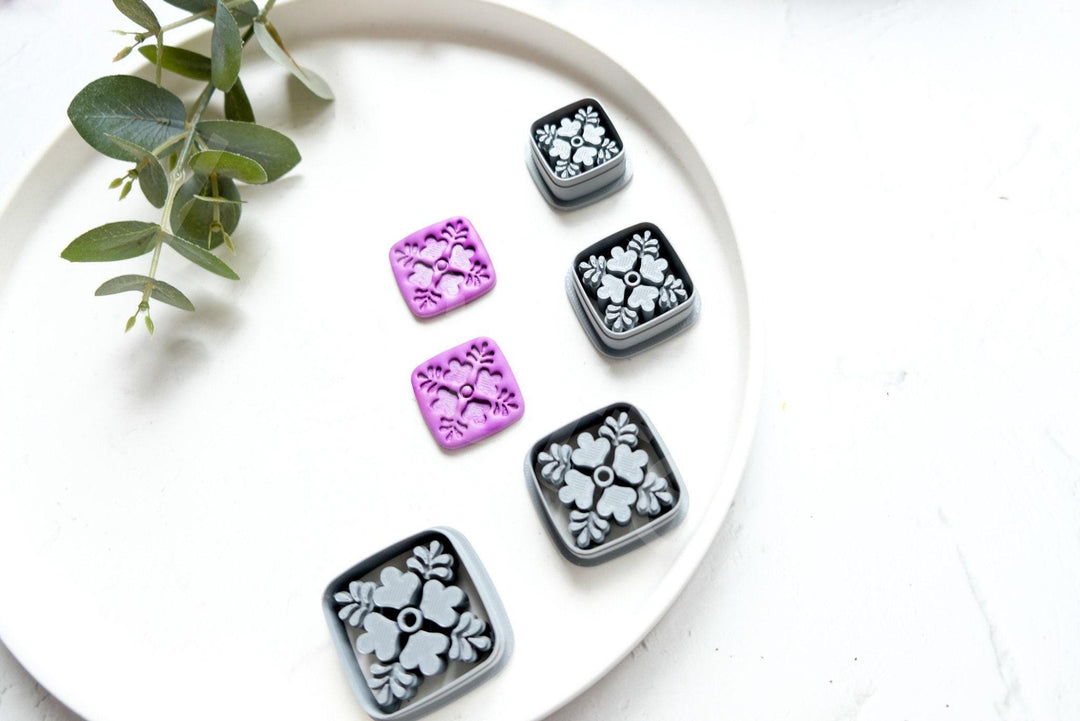 Floral Tile Polymer Clay Cutters: Mediterranean Design