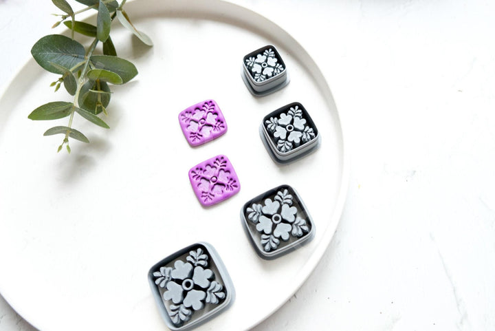 Floral Tile Polymer Clay Cutters: Mediterranean Design