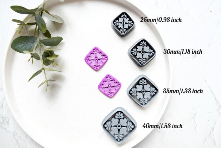 Floral Tile Polymer Clay Cutters: Mediterranean Design