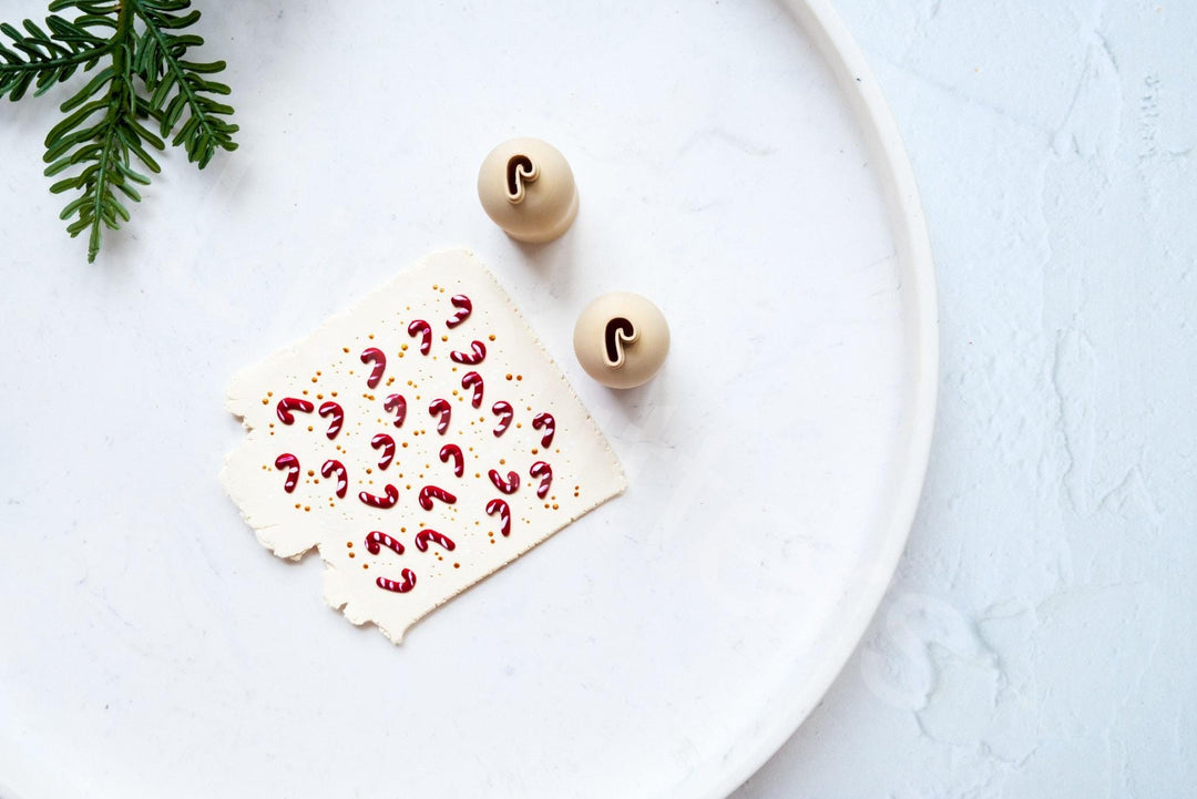 Micro Christmas Candy Cane Clay Cutter Set: Polymer Clay Earring Tool