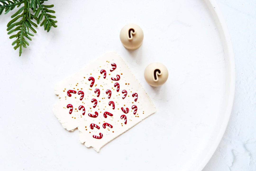 Micro Christmas Candy Cane Clay Cutter Set: Polymer Clay Earring Tool