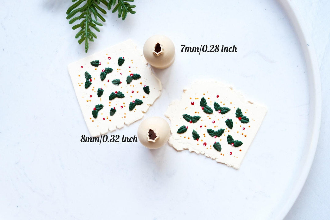 Micro Christmas Holly Leaf Clay Cutter Set: Polymer Clay Earring Tool, Mini Earring Mold, Christmas jewellery