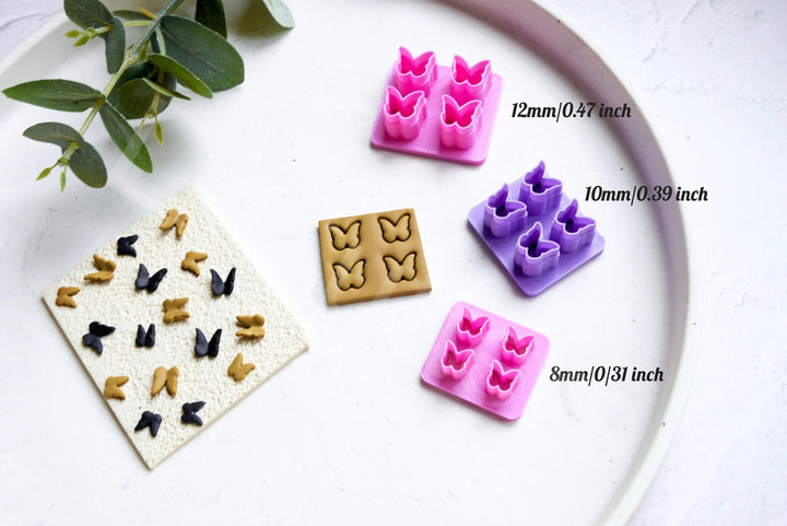 Mini Butterfly Polymer Clay Cutter Set: Embossed Micro Earring Cutters