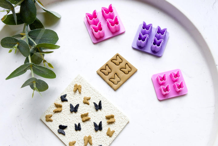 Mini Butterfly Polymer Clay Cutter Set: Embossed Micro Earring Cutters