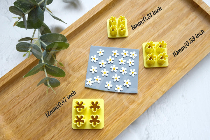 Mini Daisy Polymer Clay Cutter Set | Flower Earring Studs (8mm, 10mm, 12mm) for Jewelry Making