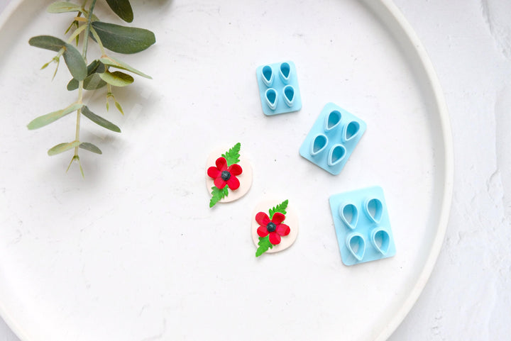 Mini Flower Leaf Polymer Clay Cutters: Earring Studs, 3 Sizes