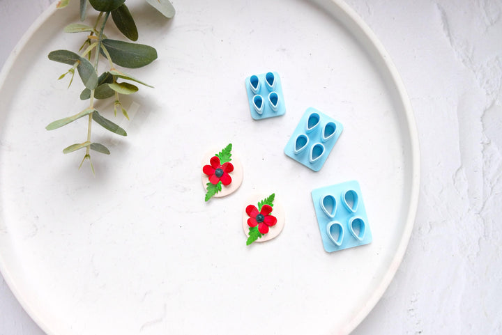 Mini Flower Leaf Polymer Clay Cutters: Earring Studs, 3 Sizes