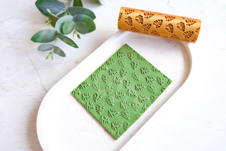 Monstera Leaf Clay Roller: Seamless Texture, Polymer Clay Tool
