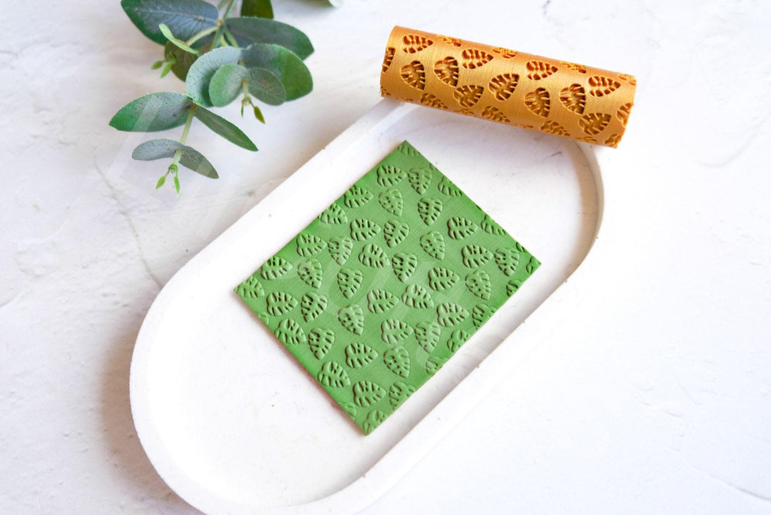 Monstera Leaf Clay Roller: Seamless Texture, Polymer Clay Tool
