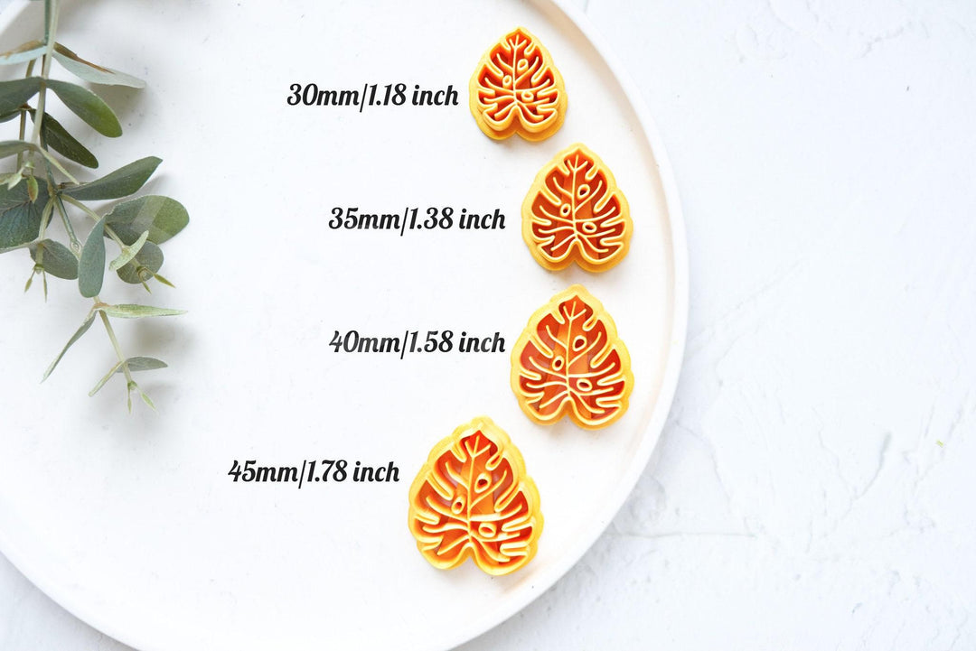 Monstera Leaf Polymer Clay Cutter: Embossed Earring Tool (30-45mm)