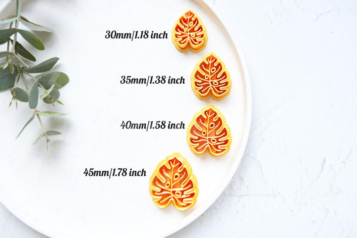 Monstera Leaf Polymer Clay Cutter: Embossed Earring Tool (30-45mm)