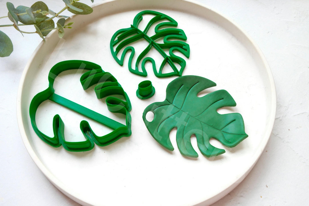 Monstera Leaf Clay Cutter Set – Tropical Plant Polymer Clay Molds, Dish & Leaf Shapes (80–140mm), DIY Jewelry and Home Décor Tool