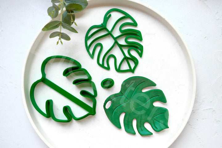 Monstera Leaf Clay Cutter Set – Tropical Plant Polymer Clay Molds, Dish & Leaf Shapes (80–140mm), DIY Jewelry and Home Décor Tool