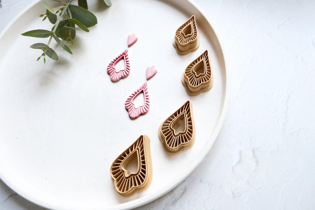 Moroccan Drop Earring Clay Cutter – Scalloped Ethnic Shape Polymer Clay Cutter, Boho Statement Earring, Middle Eastern Pattern Jewelry Tool
