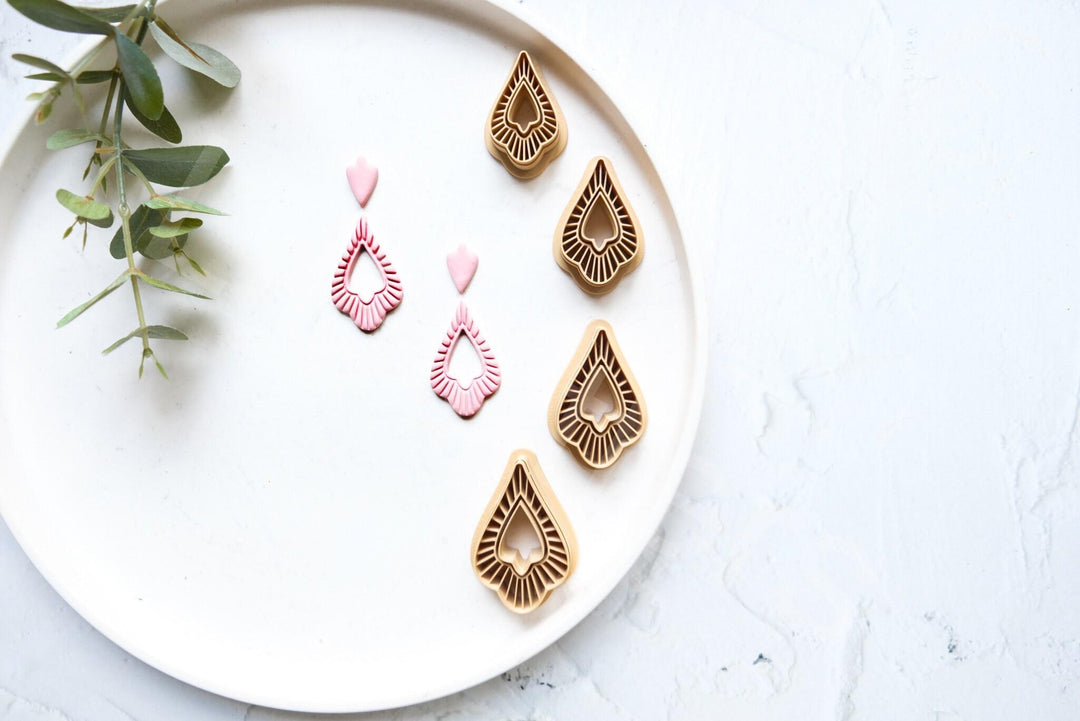 Moroccan Drop Earring Clay Cutter – Scalloped Ethnic Shape Polymer Clay Cutter, Boho Statement Earring, Middle Eastern Pattern Jewelry Tool