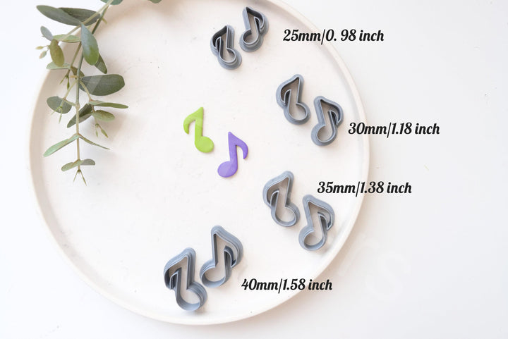 Music Note Clay Cutter Set – Embossed Musical Theme Polymer Clay Cutters (25–40mm), Treble Note Earring Mold, Music Lover Jewelry Tool