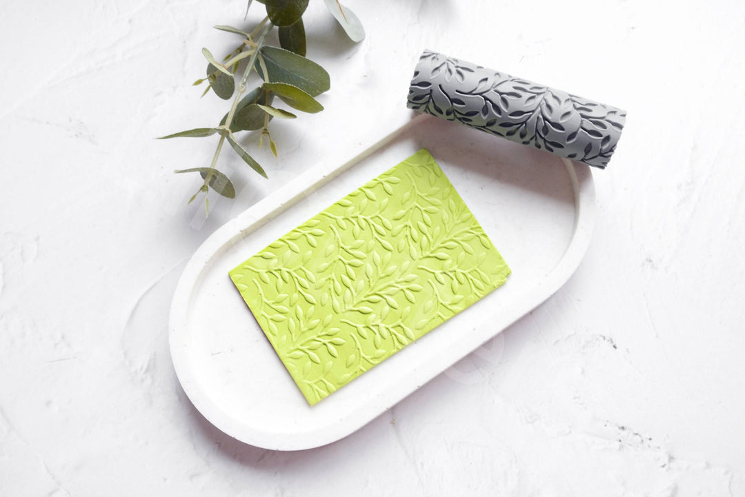 Olive Branch Clay Texture Roller: Polymer Clay Tool (80mm)