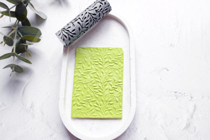 Olive Branch Clay Texture Roller: Polymer Clay Tool (80mm)