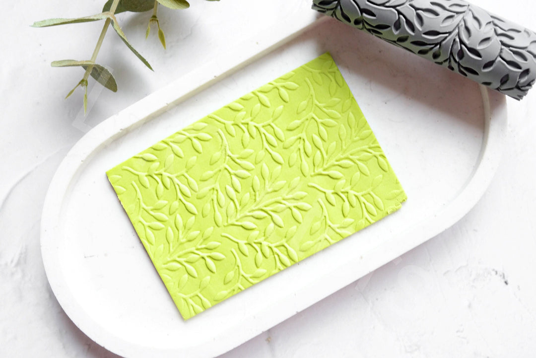 Olive Branch Clay Texture Roller: Polymer Clay Tool (80mm)