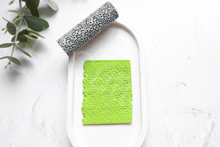 Olive Branch Clay Texture Roller: Botanical Print Tool