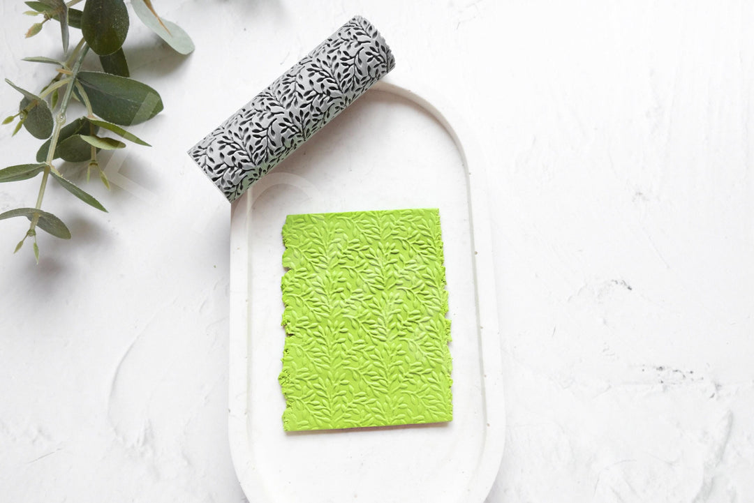 Olive Branch Clay Texture Roller: Botanical Print Tool