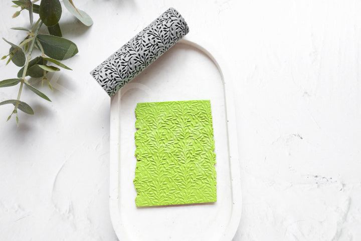 Olive Branch Clay Texture Roller: Botanical Print Tool