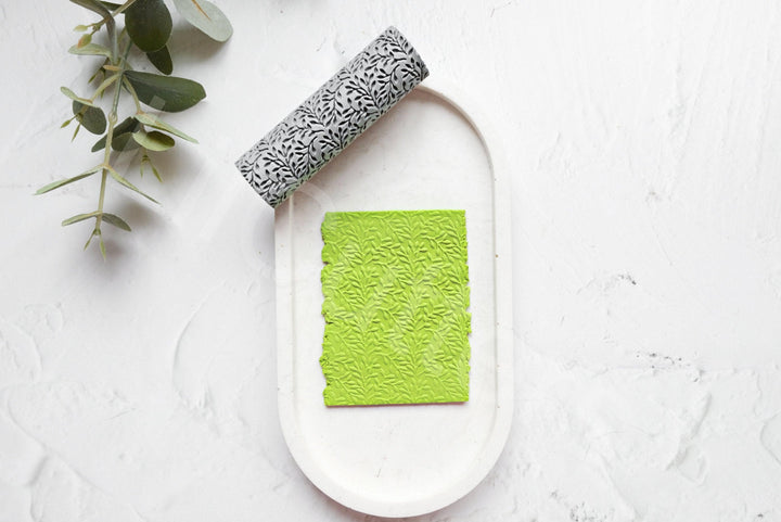 Olive Branch Clay Texture Roller: Botanical Print Tool