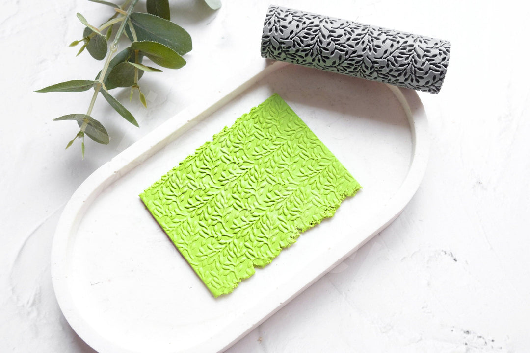 Olive Branch Clay Texture Roller: Botanical Print Tool