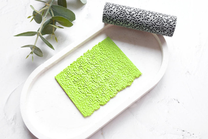 Olive Branch Clay Texture Roller: Botanical Print Tool