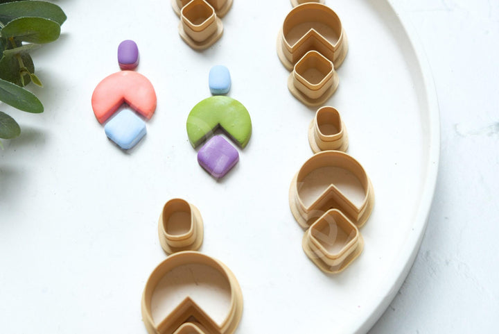 Geometric Clay Earring Cutter Set: Organic Shapes, 3D Printed